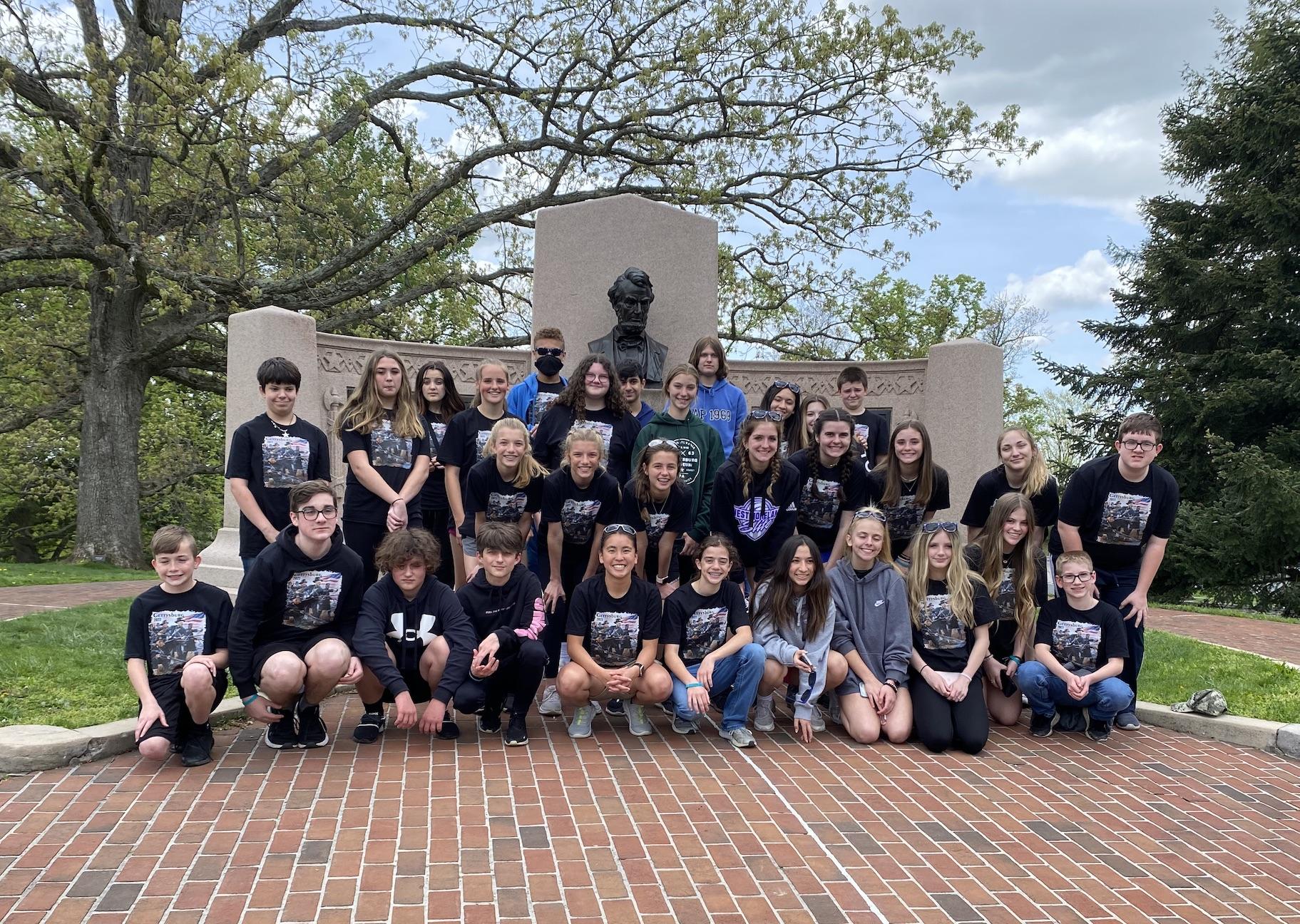 Students of Penn Middle School at the battlefield