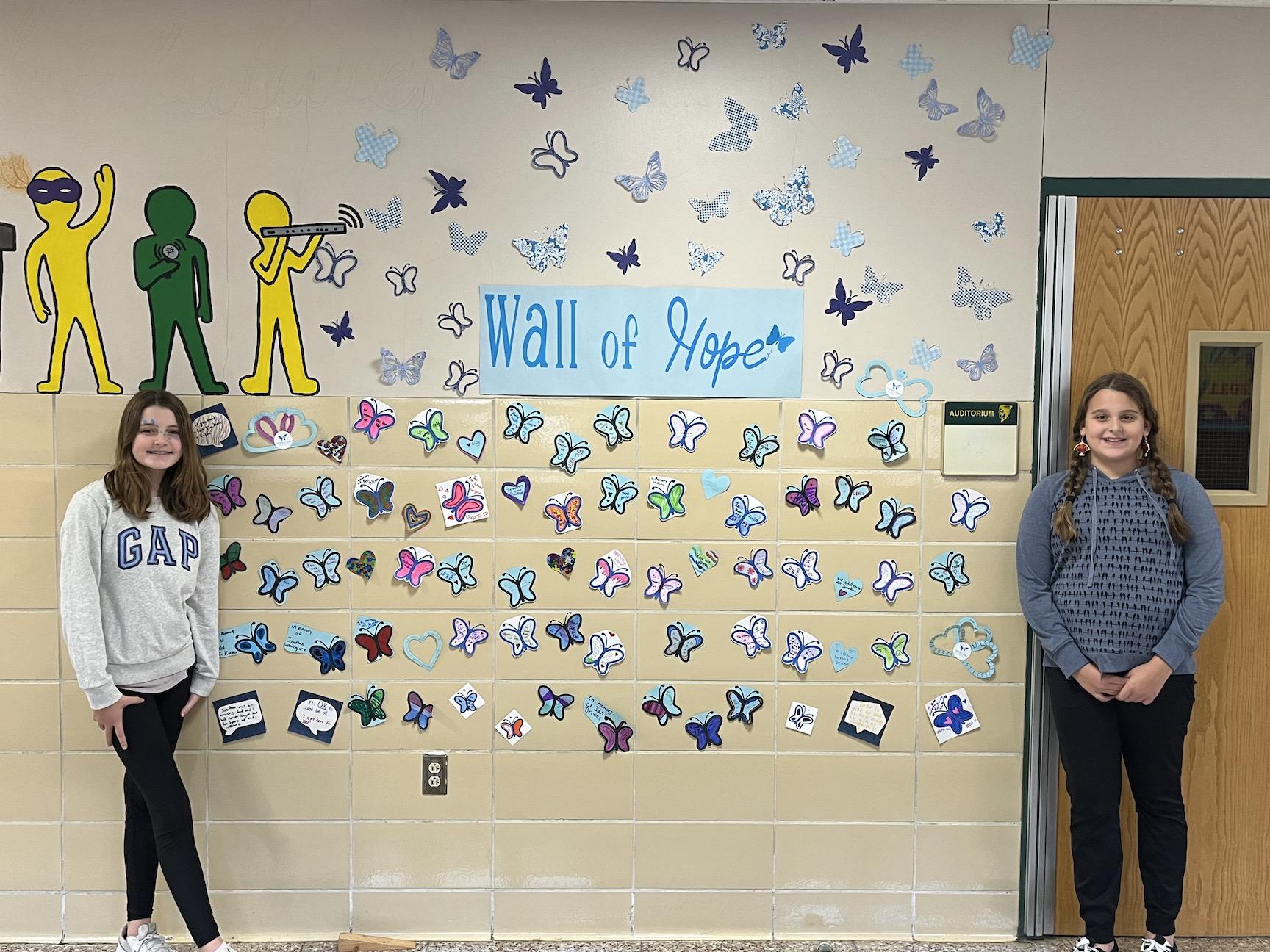 Aurora Hornyak and Liana Revak helped the students create the butterflies and hearts