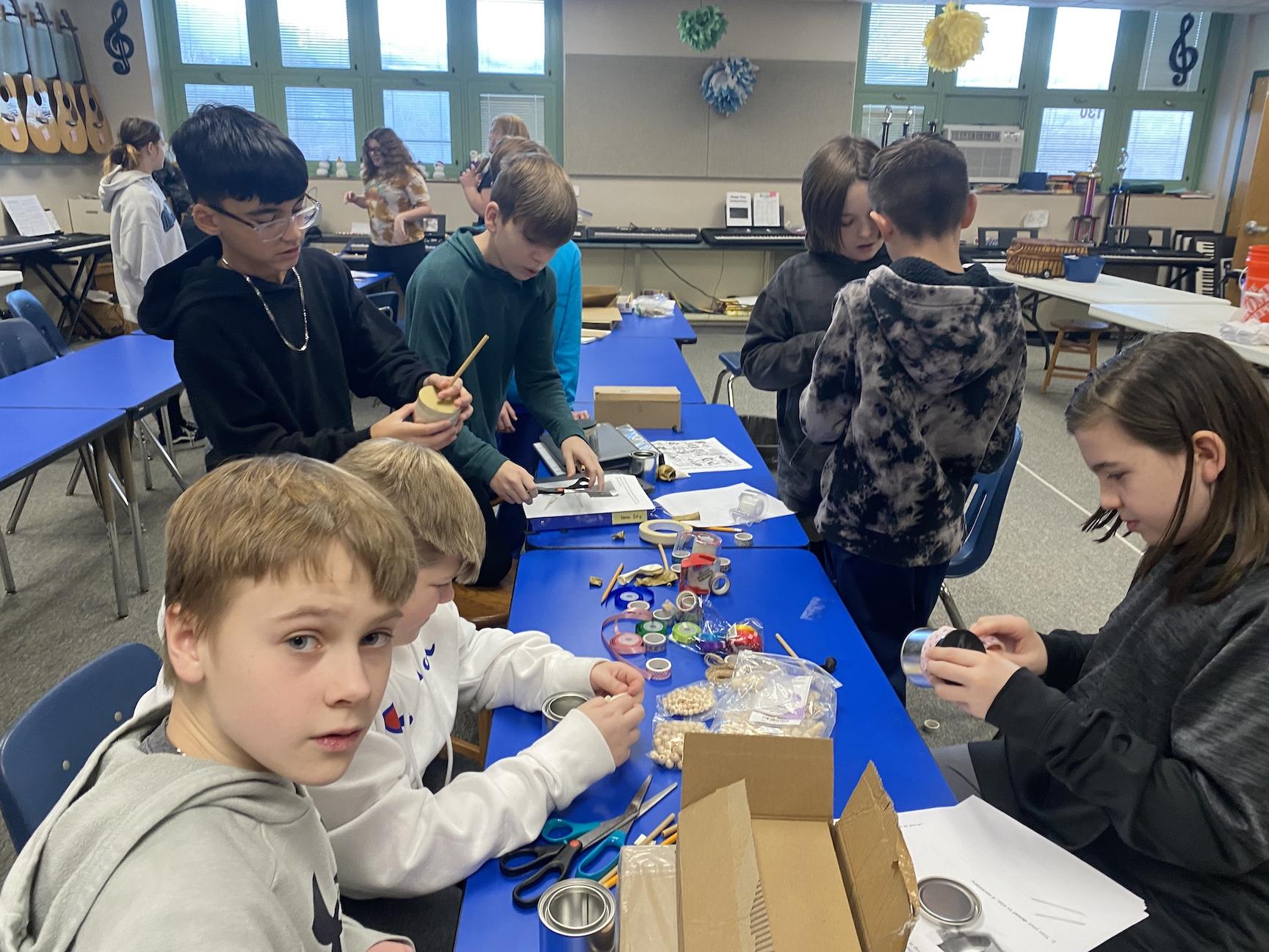 Trafford Middle School sixth-graders assemble their instruments