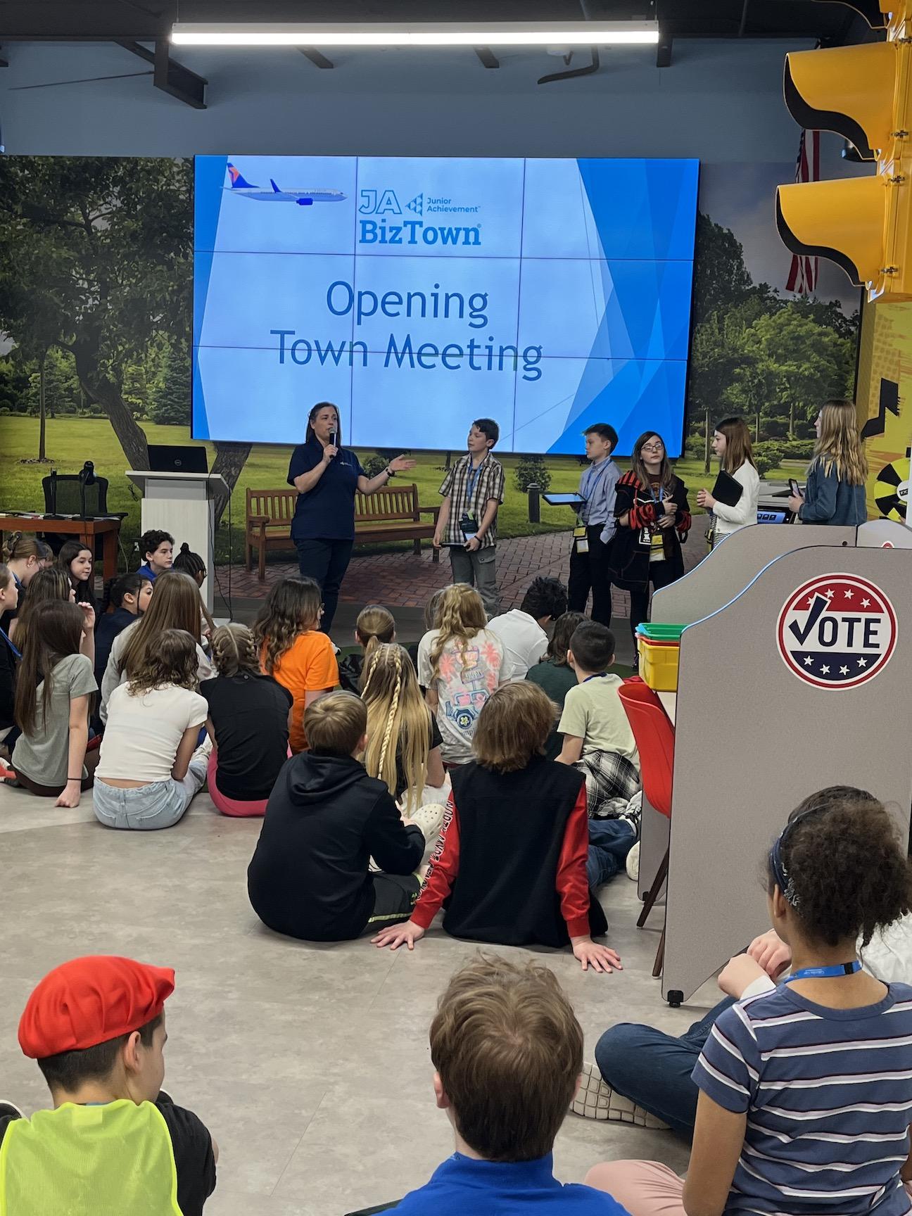 All of the students attended a Town Meeting with student-Mayor Jack Fry and the CEO’s of all the businesses at JA Biztown